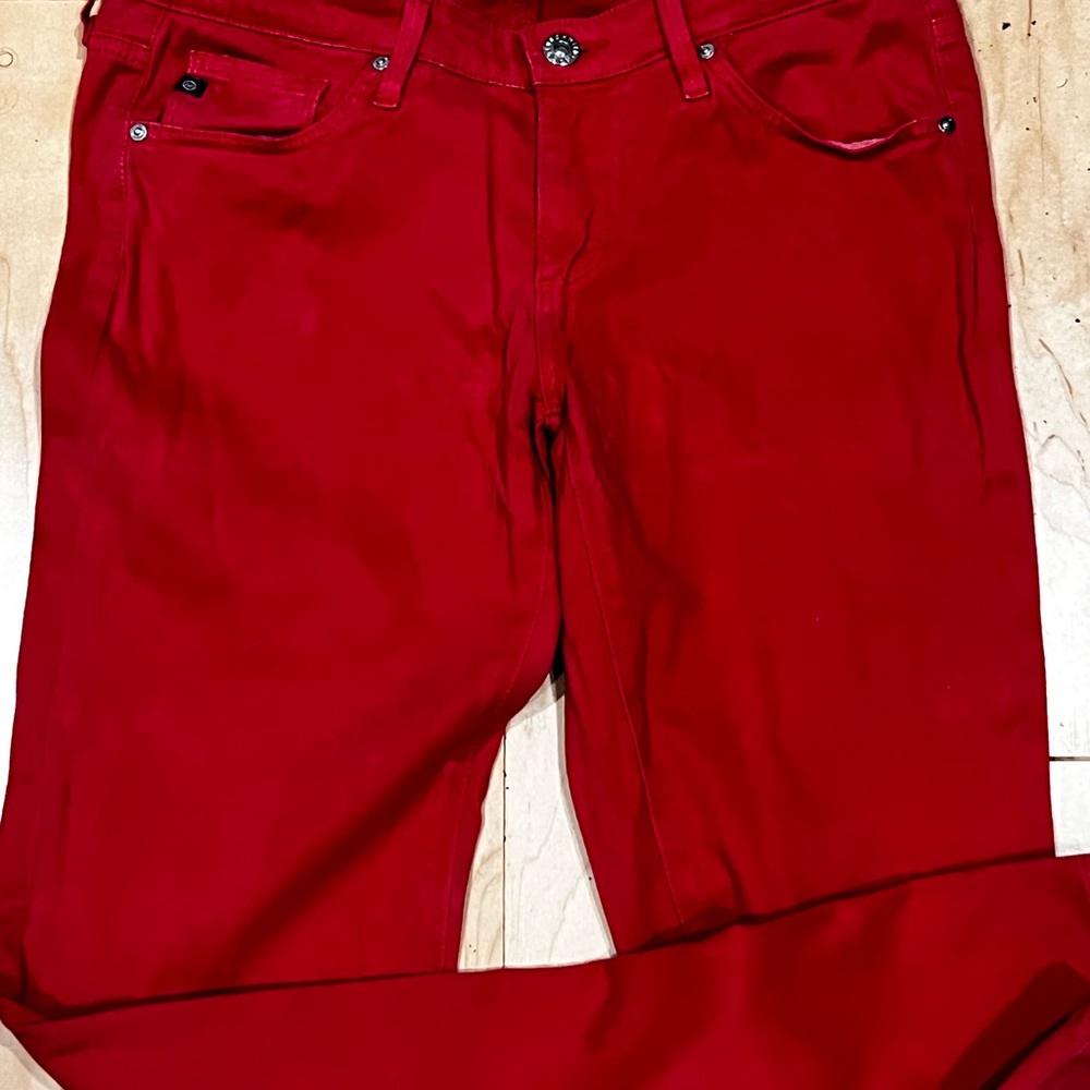 Adriano GOLDSCHMIED Vibrant Brushed Velvet Red Pants